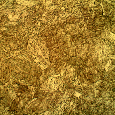 Micrographic detail of the high strenght steel microstructure, bainitic martensitic.