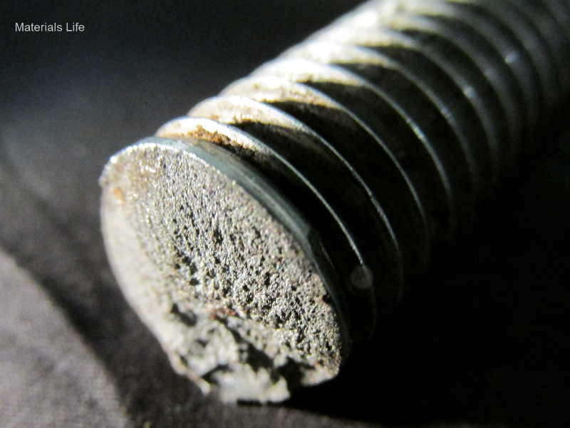 General aspect of the 5/8" allen bolt that was found fractured in an instrument connected to a subsea BOP. The fracture presented a brittle aspect and occurred at the bolt head to threaded body transition.