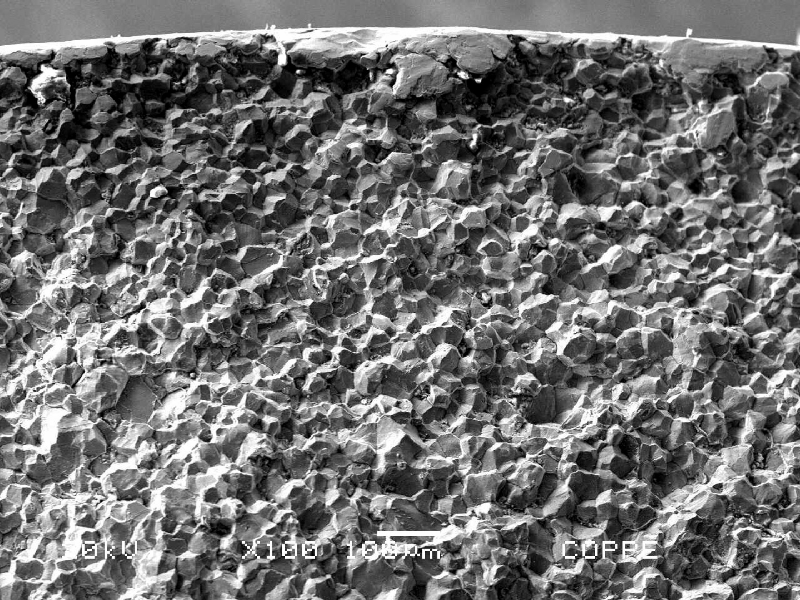 The fractographic aspect of the broken bolt shows intergranular micromechanism, typical of a hydrogen embrittlement condition for this aged martensitic material.