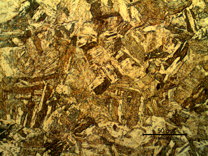 Micrographic detail of the aged martensitic structure of the non-broken bolt.