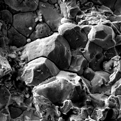 Microscopic detail of the intergranular fracture close to the bolt surface.