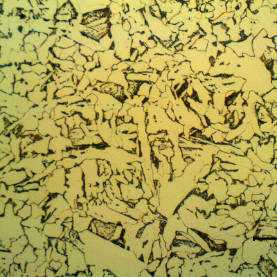 Micrographic detail of the predominatly ferritic-perlitic microstructure. Pipe transverse section.