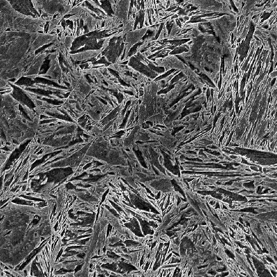 Micrography of the plate section, in the middle of the plate.  Martensitic structure.