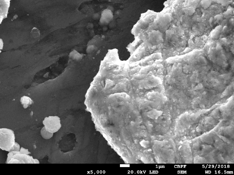 Detailed aspect of the surface of the plate at the projectile impact position.