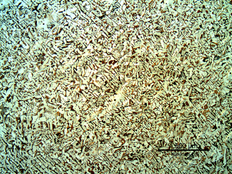 Micrography of a transverse section of the seamless pipe, presenting a ferritic-pearlitic structure.