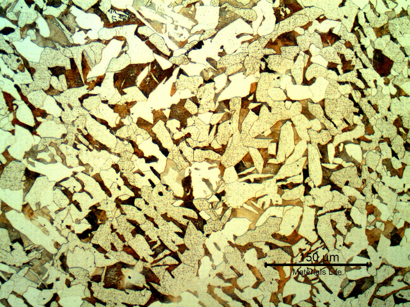 Micrography of a transverse section of the seamless pipe, presenting a ferritic-pearlitic structure.