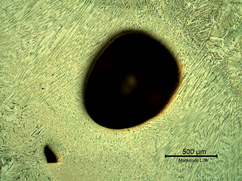 Large pore in the weld metal, that did not influence in the failure.