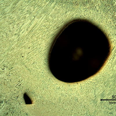 Large pore in the weld metal, that did not influence in the failure.