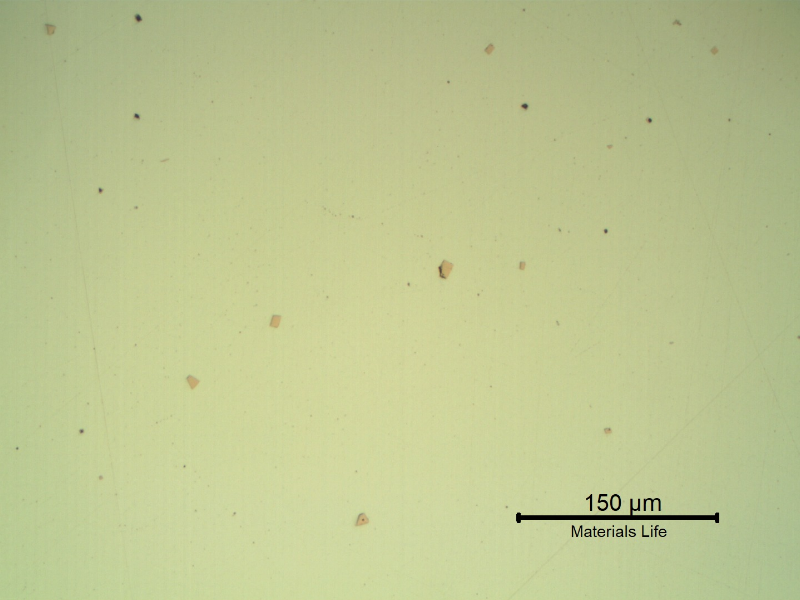 The micrography as polished in the transverse section shows a small amount of inclusions in the steel.