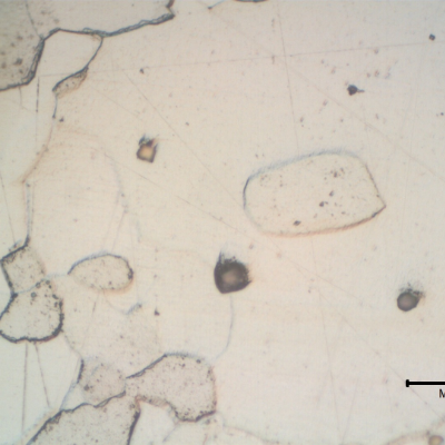 Micrographic detail of thefork handle longitudinal section, showing large ferritic grains.