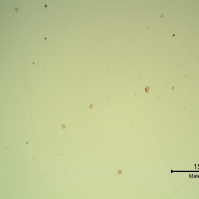The micrography as polished in the transverse section shows a small amount of inclusions in the steel.