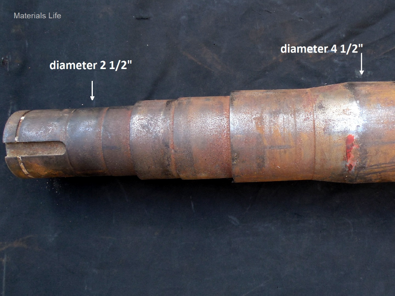 The shaft was removed from service without a failure. It was 4' long and the diameters varied from 2 1/2" to 4 1/2". It was analyzed to be specified for purchasing a new one but properties evidenced bad ductility and brittle behavior even at ambient temperature, associated to a microestruture "as hot rolled".
