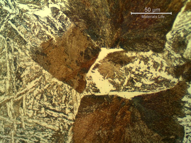 Micrographic detail of the pearlitic structure at the surface of the shaft thickness.
