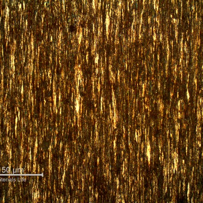 Micrography of a wire in a longitudinal section, presenting a predominantly oearlitic structure, highly strained. The wires did not present any coating.
