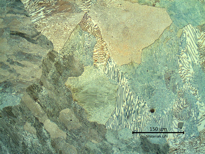 Micrography of the wheel in the center of the thickness, presenting a predominantly pearlitic structure and average hardness abot 196HB.
