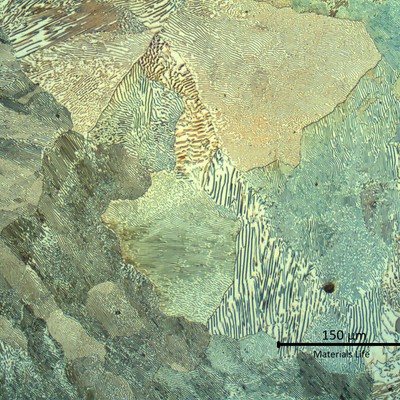 Micrography of the wheel in the center of the thickness, presenting a predominantly pearlitic structure and average hardness abot 196HB.