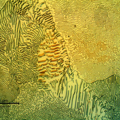 Micrographic detail of the coarse pearlitic structure in the center of the wheel thickness. The part presents a wrought structure.