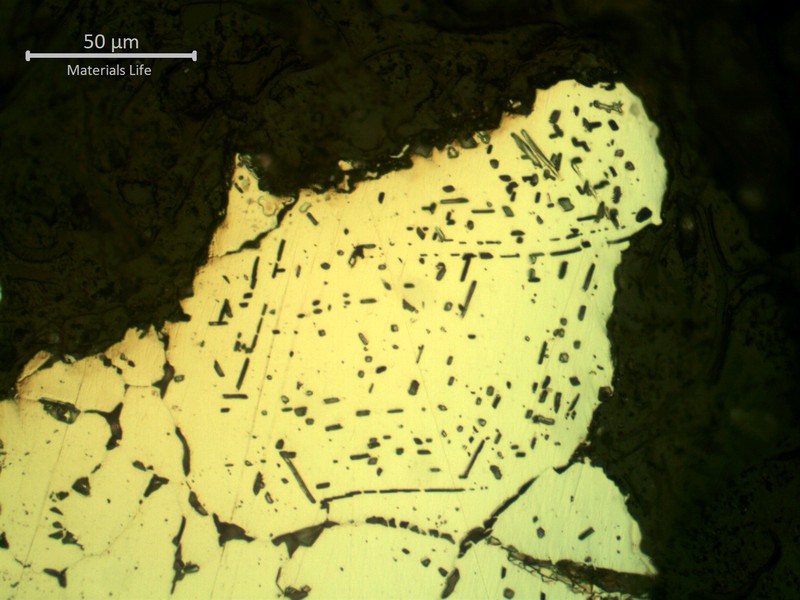 SAMPLE 1 AT THE FRACTURE - Micrographic detail of the intergranular fracture. The austenitic grains of the material are loosing.