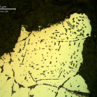 SAMPLE 1 AT THE FRACTURE - Micrographic detail of the intergranular fracture. The austenitic grains of the material are loosing.