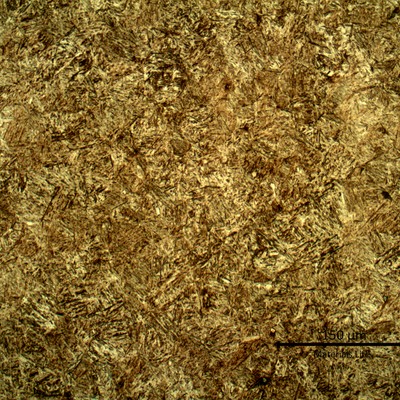 Micrography of a longitudinal section presenting an uniform tempered martensitic structure.