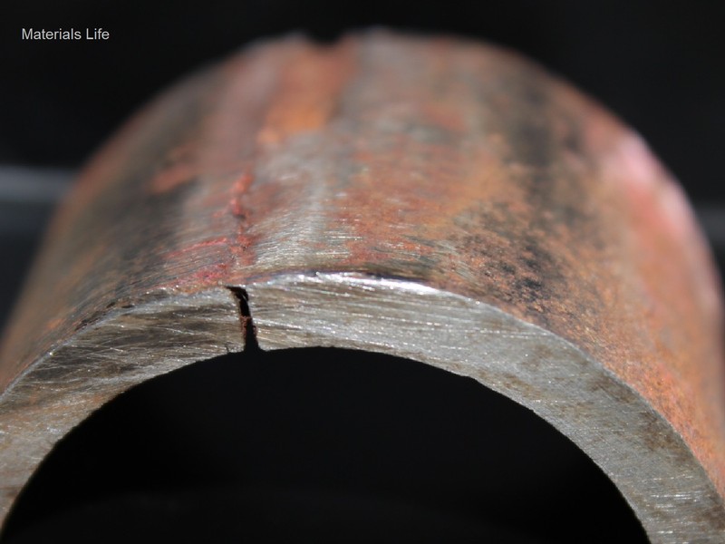Throught wall cracking of the waterwall tube at the leakage position, thick edged,  The external surface of the tube was grounded to remove the membrane and the cracking is associated to the tube attachement.