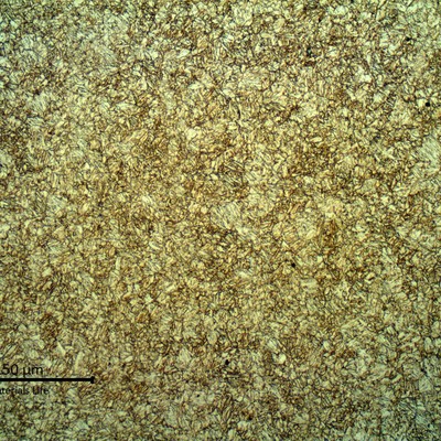 Micrography presenting a uniform and refined tempered martensitic structure.
