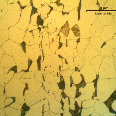 Metallographic detail of the ferritic perlitic structure.