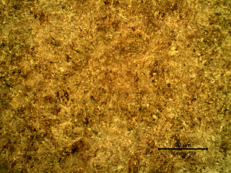 Micrographic detail of the martensitic structure, uniform through thickness.
