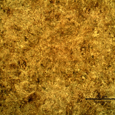 Micrographic detail of the martensitic structure, uniform through thickness.