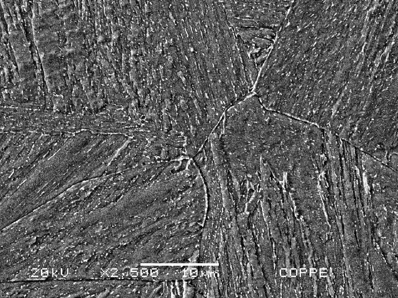 Quenched and tempered heat affected zone of the forging.