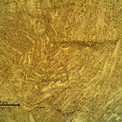 Grain coarsened martensitic heat affected zone. The hardness values about 270HV10 indicates that the joint was post welding heat treated (PWHT).