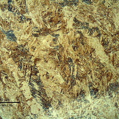 The columnar grains of the weld metal in the cap presented a martensitic structure.
