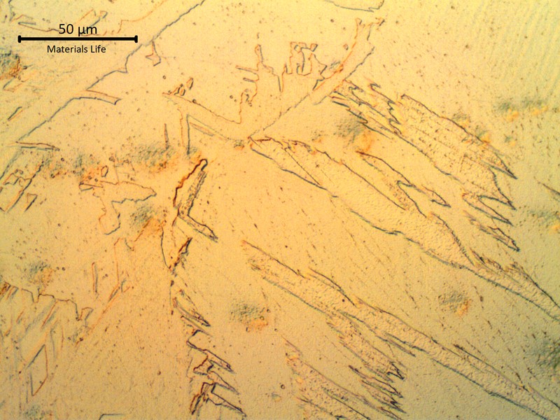 Coarse grains in the heat affected zone.