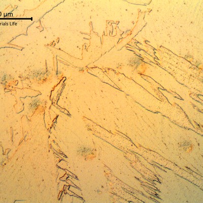 Coarse grains in the heat affected zone.