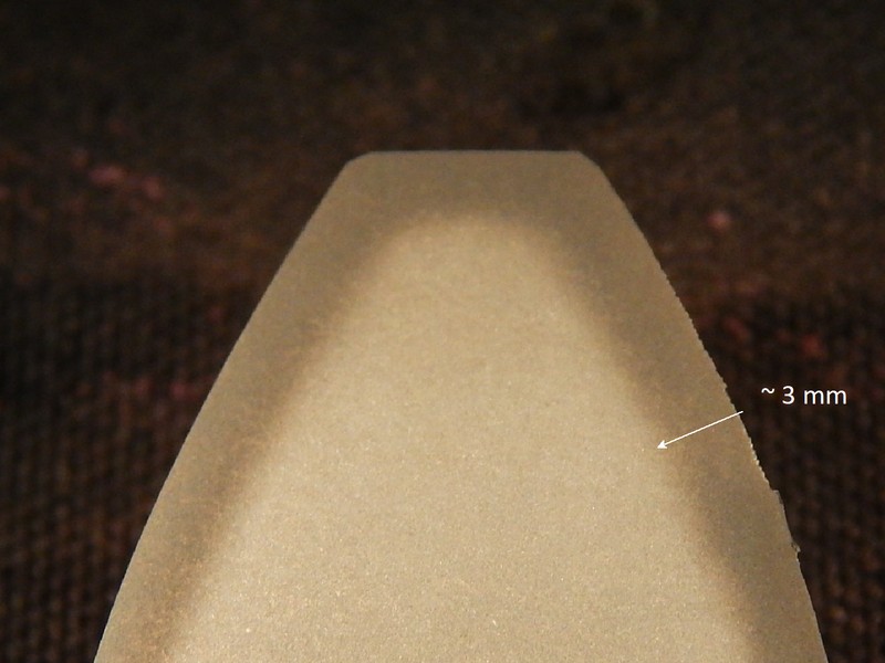 Macrography of a transverse section of a sound tooth, presenting a carburized layer of about 3 mm depth.