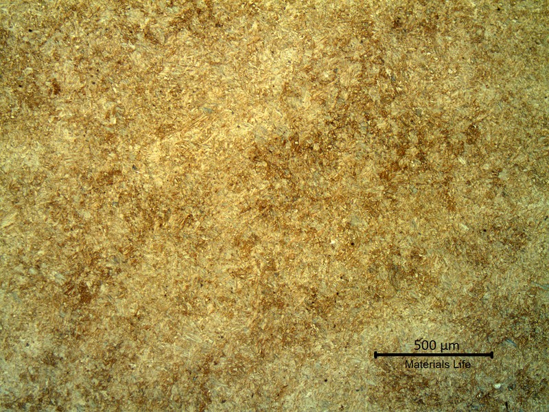 Micrography of the tooth gear, in a transverse section of center region.  Again, some segregation patterns are visible.