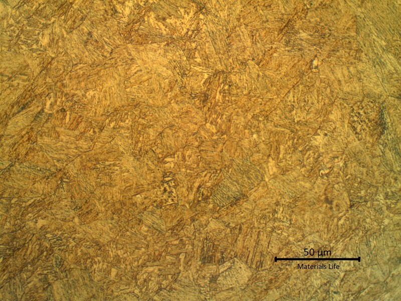 Micrography of the core structure, in the center of layer, with a microhardness level of about 220 Vickers (load 0.3kg).