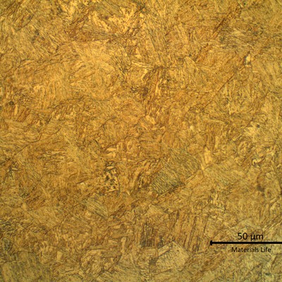 Micrography of the core structure, in the center of layer, with a microhardness level of about 220 Vickers (load 0.3kg).