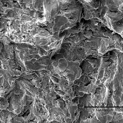 Microscopic aspect of the fracture, propagating by contact fatigue.