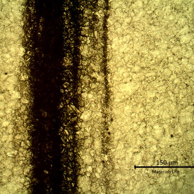 Micrographic detail of the segregated bands.
