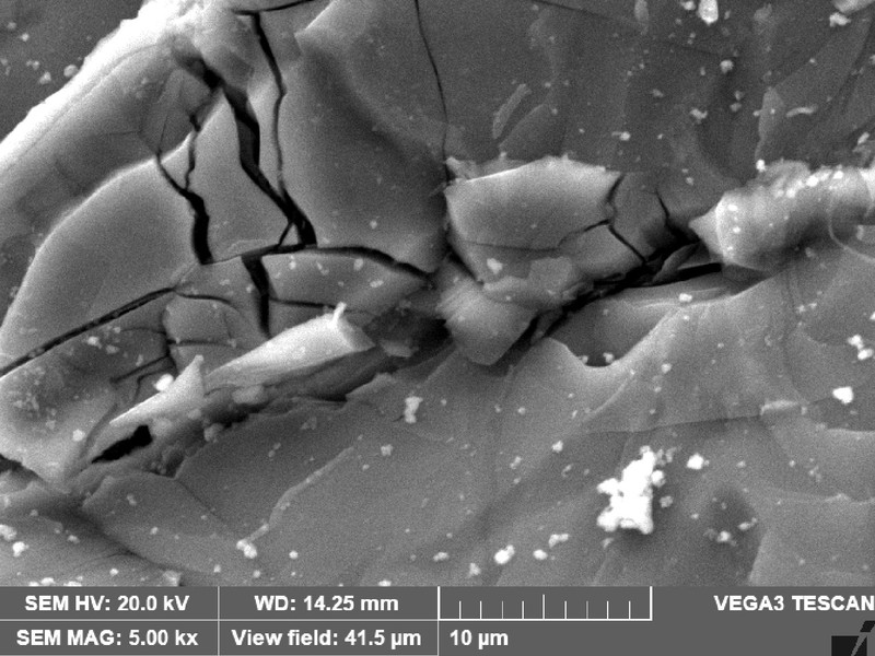 WHEEL 1 fracture detail of the brittle microcracks.  The analysis of the material microstructure showed that these microcracks are associated to iron rich phases.